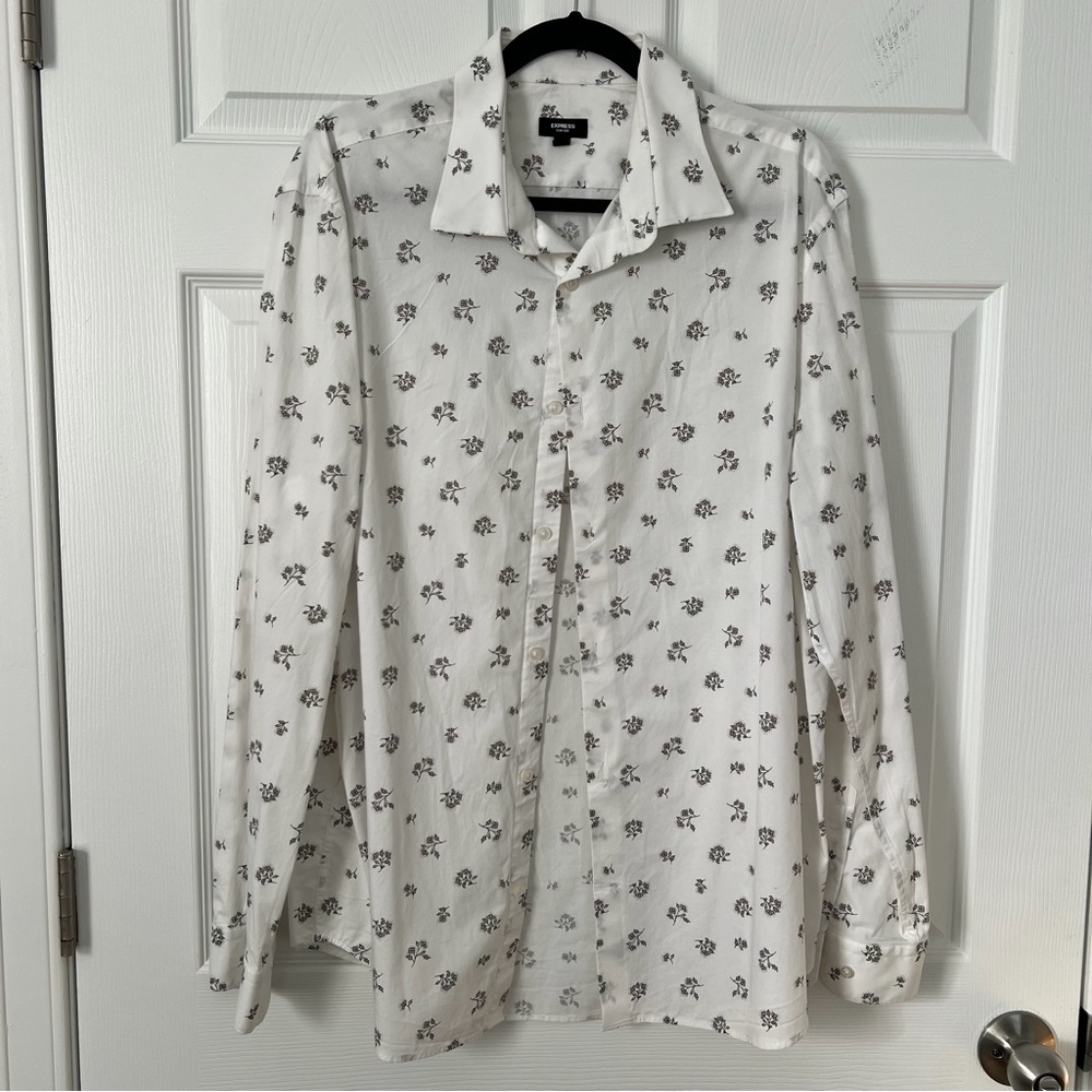 Express White Shirt with Black Floral
